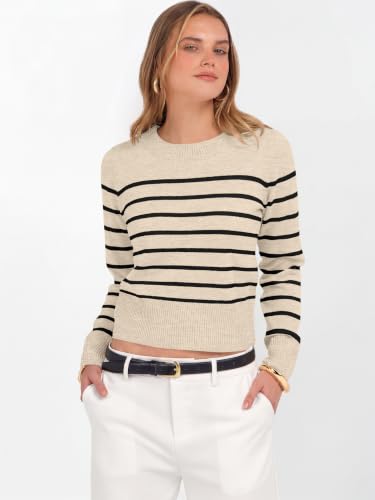 Image of ANRABESS Women's Long Sleeve Sweaters Cropped Crew Neck | Business Casual Tops,Light Weight Comfy Knit,Pullover ShortSweater,Basic Classic,Fall Fashion Winter Layer Clothes