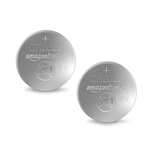Image of Amazon Basics 2-Pack CR2025 Lithium Coin Cell Battery, 3 Volt, Long Lasting Power, Mercury-Free