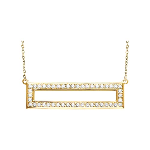 Diamond2Deal 14K Yellow Gold 3/8 Ctw Natural Diamond Rectangle Pendant 16-18" Necklace Fine Jewelry For Women #TOP4
