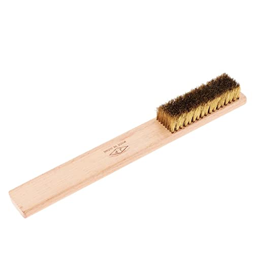 dailymall Escova de arame de latão com cabo de madeira, cerdas macias, cor enferrujada, não disponív