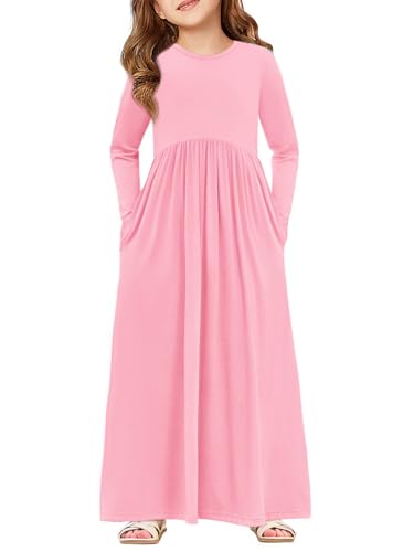 Robe longue fille anti-froid et pratique à poches pour l'automne