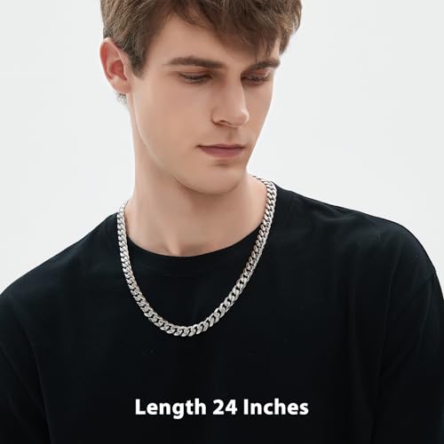 Cuban Link Chain for Men 9MM Silver Chain Necklace 316l Stainless Steel 925 Sterling Silver Filled2
