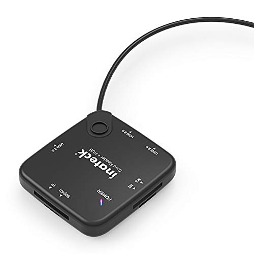 Inateck USB C Card Reader for SD/TF/Sdh Cards with 3 USB Ports, Compatible with Most USB C Devices, SC01003