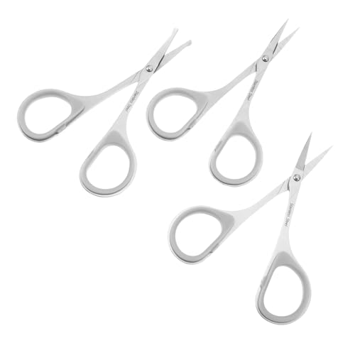 CALLARON 3Pcs Stainless Steel Grooming Scissors Set Precision Facial Hair Trimmers for Eyebrows Mustaches and Nose Hair Durable Lightweight and Portable for Daily Use