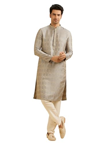Image of Manyavar Men's Brocade Self Design Kurta Set (2pcs)