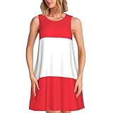 Austrian Flag Dresses for Women Summer Sleeveless Casual Flowy A-Line Dress, Lightweight Soft Fabric, Elegant Fit for Daily, Beach 3X-Large