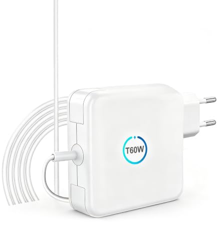 Cluvox Cargador Rápido T Tip 60W Compatible con MacBook Pro,Adaptadores para Ordenadores Portátiles,Compatible con MacBooks Air/Pro 11 y 13 Pulgadas (2012 2017),Modelos A1425,A1435,A1502