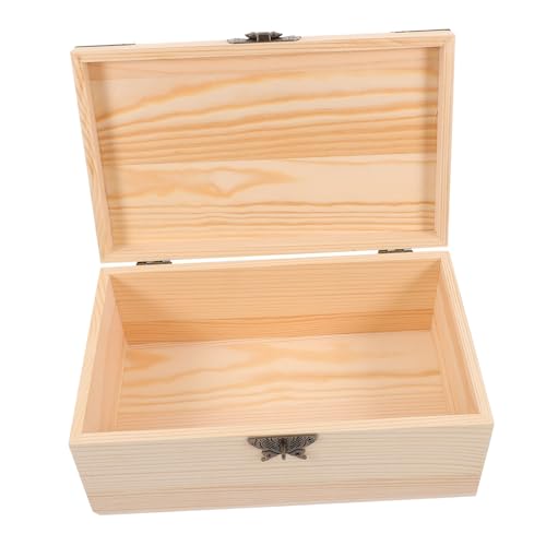 UKCOCO Caja de Madera Vintage con Tapa Abatible y Cierre Frontal Caja Decorativa para Almacenamiento y Recuerdos