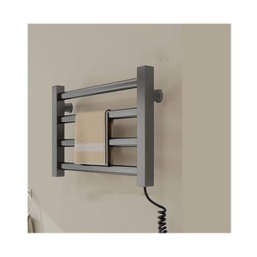 WRJAHCG Pequeño Calentador De Toallas,Toallero Electrico Baño Eficiencia Energética,Accesorios De Baño Secatoallas Electrico Pared,Gris,Plug in Right