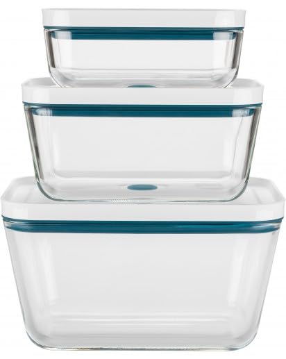 ZWILLING Fresh & Save zestaw szklanych puszek próżniowych, 3-częściowy, szkło borokrzemowe, La Mer, 0,35 l/0,9 l/2,0 l