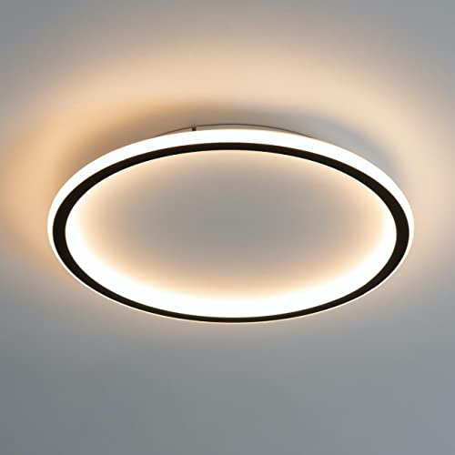 Plafonnier LED 1950 lm blanc chaud Alessia en cercle noir de 40 cm