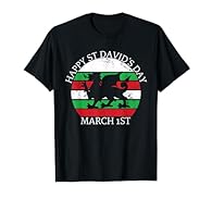 Happy St David's Day Wales March 1st Dragon Grunge Welsh flag design for anyone celebrating this special day and proud of having Welsh roots. Lightweight, Classic fit, Double-needle sleeve and bottom hem