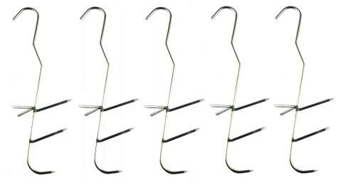 QLS Räucherhaken aus Stahl Räucherlauge Dreifach Fischhaken Metzgerhaken 5 St. 20 cm