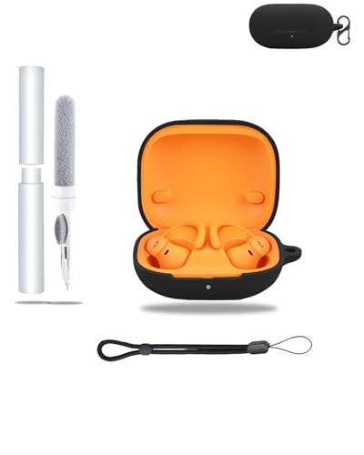 Silicone Protective Case for Beats Powerbeats Pro 2 Earbuds - Shockproof Charging Case Storage Bag, Includes Keychain & Cleaner Kit & Lanyard- Stylish & Protective,Black