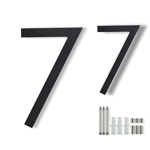 Números de casa para exteriores modernos de 20 cm, números de casa de metal para exteriores, números de casa grandes números negros para dirección de casa al aire libre, color negro mate, flotante,