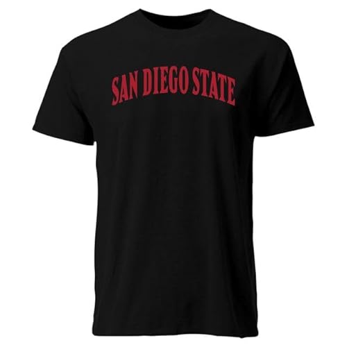 Barnesmith San Diego State University SDSU Aztecs Short Sleeve Adult Unisex T-Shirt, Classic, Black, Large