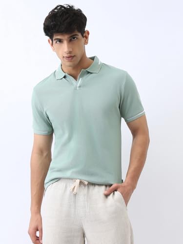 Image of Urbano Fashion Men's Solid Regular Fit Half Sleeve Cotton Polo T-Shirt