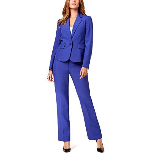 Le Suit Womens One-Button Professional Pant Suit Blue 12