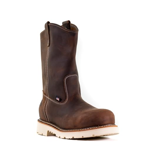 Image of Thorogood American Heritage 11 inch Steel Toe Wellington Boots for Men - Premium Full-Grain Leather, Slip-Resistant Heel Outsole and Comfort Insole