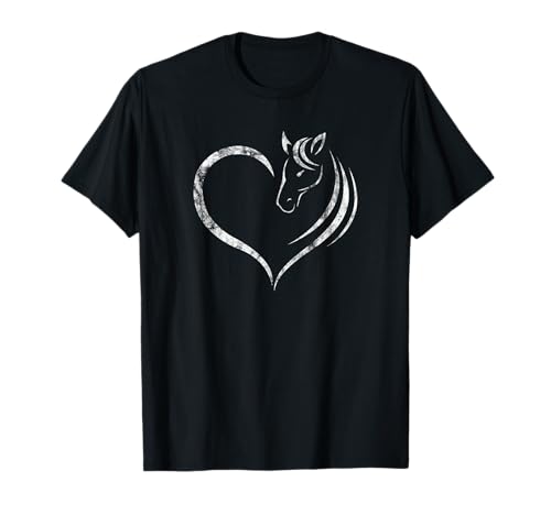 Cute Horse Lover Outfit Gift for Girls Women Horse and Heart T-Shirt Small