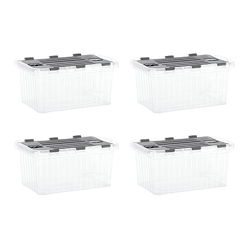 Image of Superio Storage Bins with Lids, Clear Plastic Containers for Organizing, Stackable Totes, BPA Free, Odor Free, Organizer Boxes for Home, and Dorm, 10.5 Quart (4 Pack, 15 inchx10 inchx7 inch)
