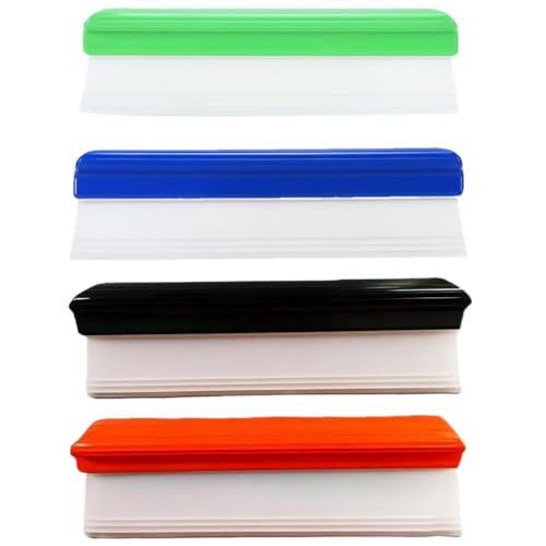 4-Pack 12-Inch Silicone Car Squeegee, Flexible Auto Water Blade Wiper for Car Windows, Shower Glass, Mirror Cleaning