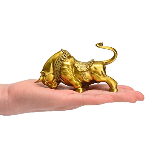 Estatua de Toro de Latón Feng Shui 2.4 in miniatura 3