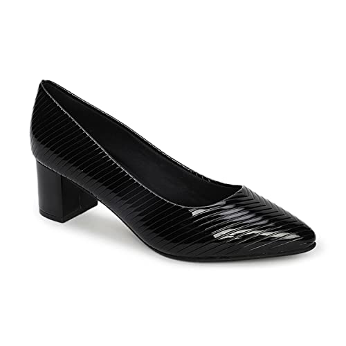 Image of Marc Loire Women's Self Design Comfortable Slip-on Casual Pointed Toe Block Pumps Heels