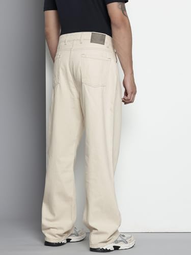 Image of The Indian Garage Co Men Loose Baggy Relaxed Fit Solid Mid-Rise Jeans