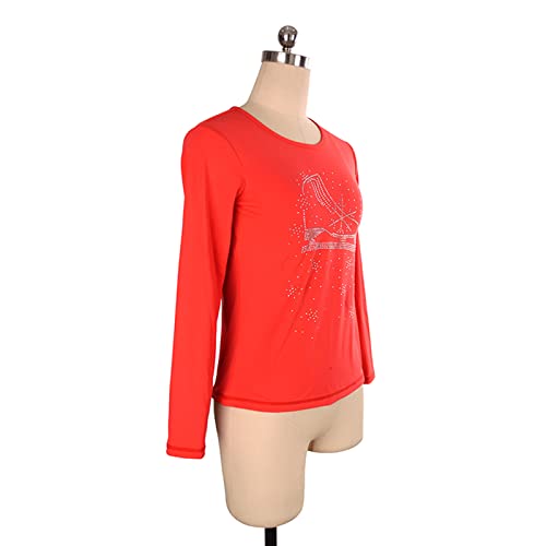 Tops de treinamento de patinação artística, elegantes strass brilhantes mangas compridas adulto cria