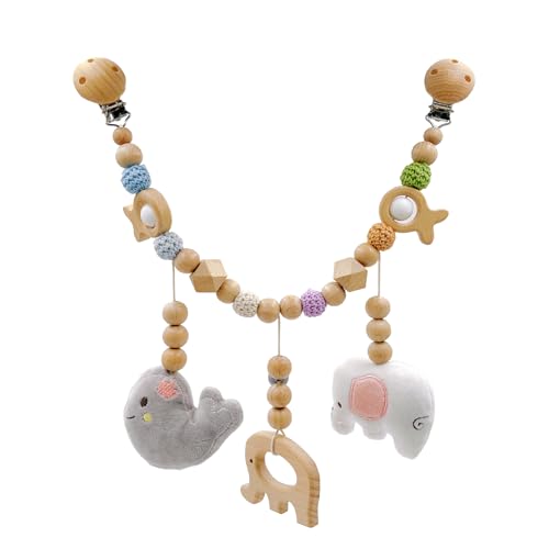 Ueiwffzo Kinderwagen Kette für Babys, Regenbogen Elefant Kinderwagen Kinderwagenkette Anhänger Baby Mobiles Kinderwagen Hängespielzeug für Babys Junge Mädchen (Elefanten)
