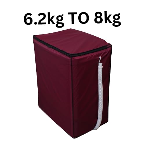 Image of Home Dressing Solid Color Semi Automatic Washing Machine Cover for 6kg, 6.5kg, 7kg, 7.5kg, 8kg, Fits for All Semi Washing Machines, Waterproof & Dustproof Size (31.5x20x34) inches (Maroon)