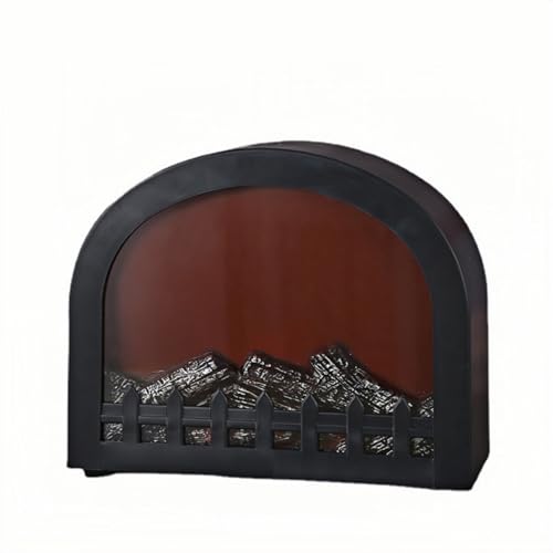 Image of Small Cozy Fireplace Lantern Traditional Realistic Log Wood Burning Flame Effect Ligh LED Charcoal Style Table LampFor Indoor & Outdoor Use(4.8''X4.8''X4.9'')
