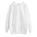 Produktbild YEBIRAL Damen Herbst Winter Hoodie Frauen Sweatshirt Pullover Oberteile Langarmshirt Kapuzenpullover Mode-Bequem-Casual Pulli mit Kordel und Taschen (Weiß, M)