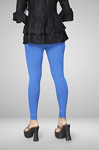 Image of Women's Cotton Skinny Leggings with Ankle Length Solid Pattern Mid Rise and Elastic Closure | Cotton Skinny Leggings for Womens