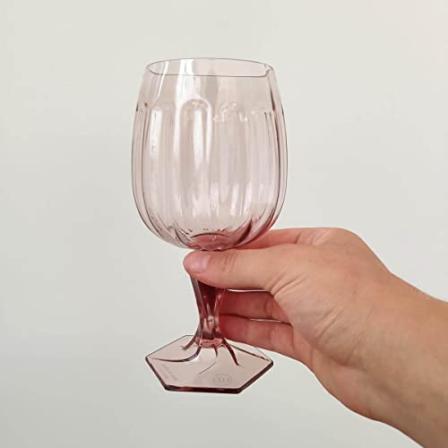 Conjunto 6 Taças de Plástico 350ml para Água Suco Drinks UZ Rosa Translúcido