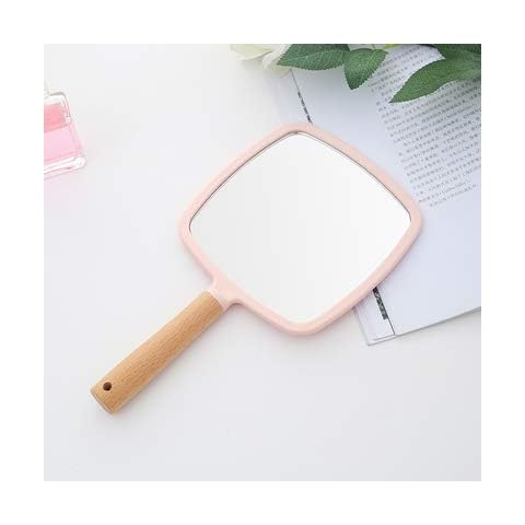 XPXKJ Handheld Mirror with Handle, for Vanity Makeup Home Salon Travel Use (Square, Pink) Cover