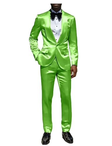 Fashion Satin Suit for Men Prom Party Piece Shiny Wedding Tuxedo