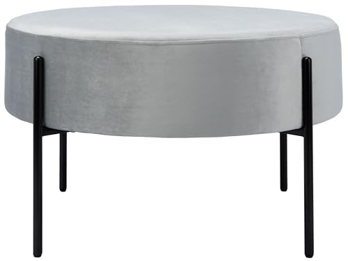Safavieh Home Lisbon Glam Grey Velvet and Black Round Cocktail
