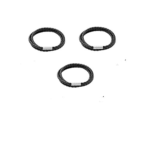 Preisvergleich Produktbild ILOVEDIY 3Stk. Herren Lederarmband schwarz geflochten mit Edelstahl Verschluss