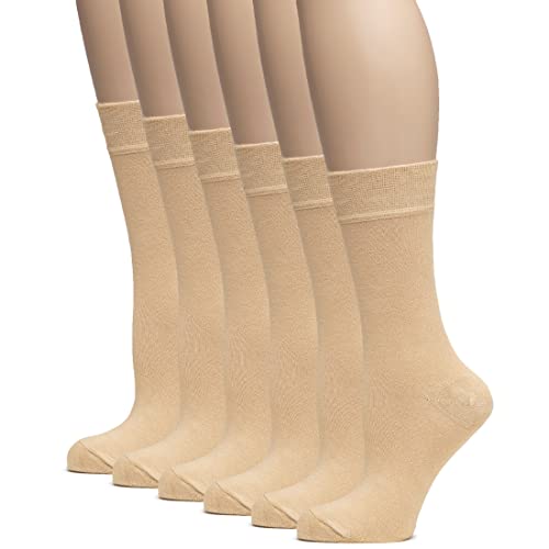 Image of Hugh Ugoli Women's Thin Soft Rayon Derived from Bamboo Crew Socks for Dress, Trouser, Seamless Toe & Non-Binding, 5-8 /9-11