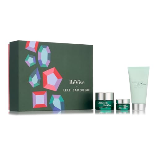 RéVive x Lele Sadoughi RéNewal Icons Gift Set - Full Size Skin Care Set Includes Foaming Facial Cleanser, Moisturizing Renewal Face Cream & Moisturizing Renewal Eye Cream (3 Count)