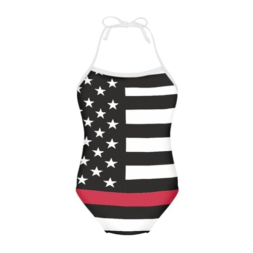 Image of One Piece Swimsuit for Girls Beach Bathing Suit Halter Straps Sports Swimwear for 1-10 Year Toddler Kids