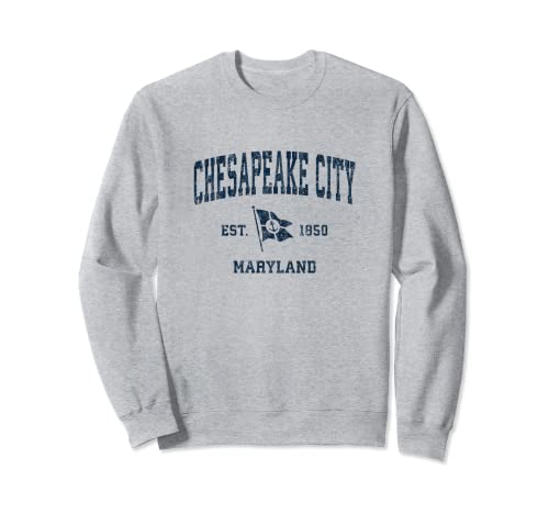 Chesapeake City MD Vintage Sports Navy - Bandera de ancla para barco Sudadera