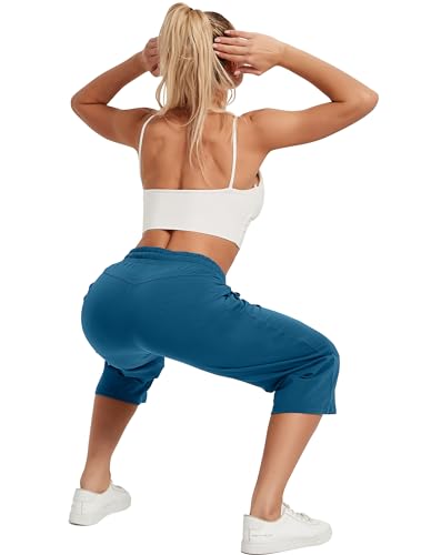 Image of SPECIALMAGIC Women Capri Pants Cotton Yoga Wide Leg Pajama Pants Capris Sweatpants Sports