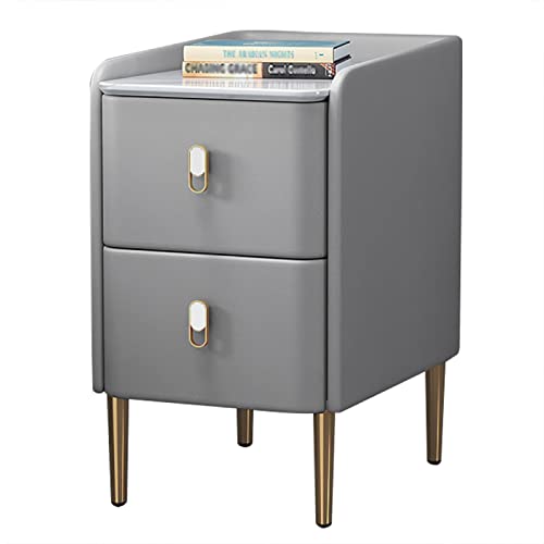 TPARIS Mesitas De Noche Minimalistas Y Prácticas|Mesa Auxiliar Moderna con 2 Cajones|Muebles De Dormitorio De Lujo A La Moda,Gris Claro,45x40x50cm (17.7x15.7x19.6in)