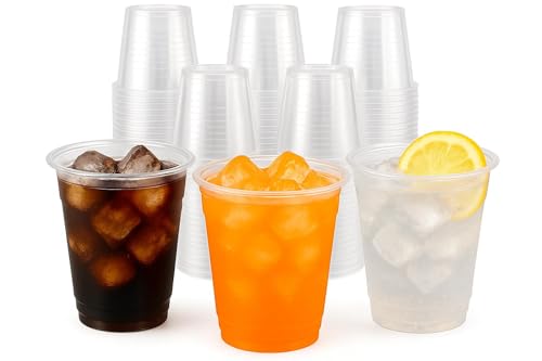 FAMHOME Crystal Clear Plastic Disposable Cups, 7 oz (180 ml), 100 Pack, Food-Safe Party Drinking Cups for Cold Beverages, Events, Catering