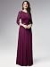 Miusol Encaje Gasa Noche Manga 3/4 Vestido Largo para Mujer Magenta Medium