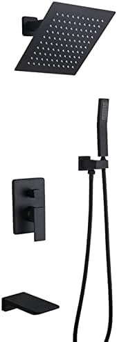 Set Miscelatore Doccia soffione Doccia a Pioggia e Set Flessibile, Kit Doccia con beccuccio a Cascata Oro Spazzolato, Oro Spazzolato
