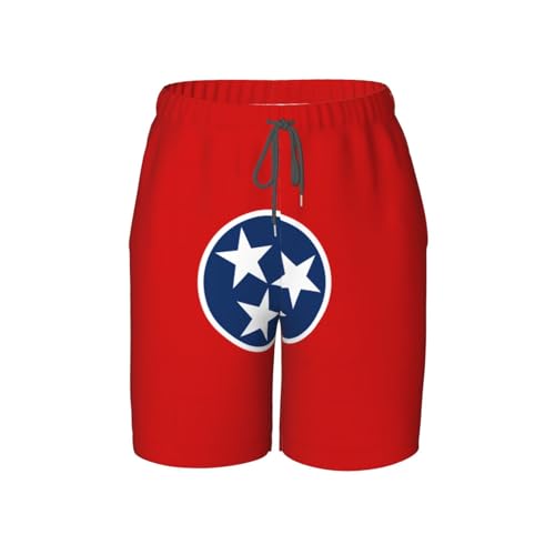 Tennessee State Flag Youth Beach Pants, Soft and Breathable, with Drawstring Waist, Suitable for Sports and Leisure.